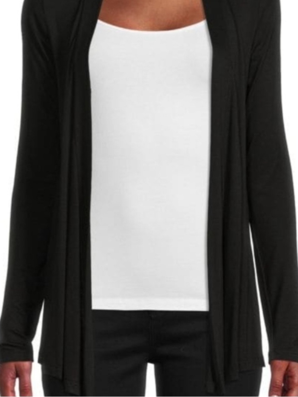 Zara Black Open-Front Long Sleeve Cardigan